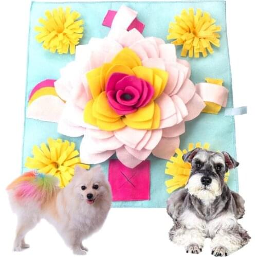 Flower Shape Pet Snuffle Feeding Mat Washable Dog Puzzle Toys Nosework Blanket for Dogs Interactive Training Stress Release Pad