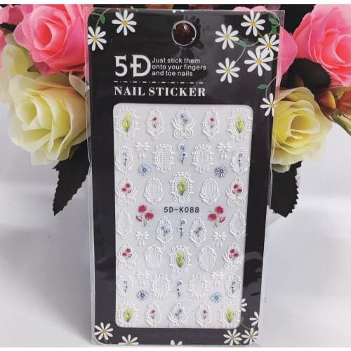Fashion 5D Nail Stickers Anaglyph Effect Crystal Flowers Rose Nail Art Decorations Self Adhesive Manicure Accessories