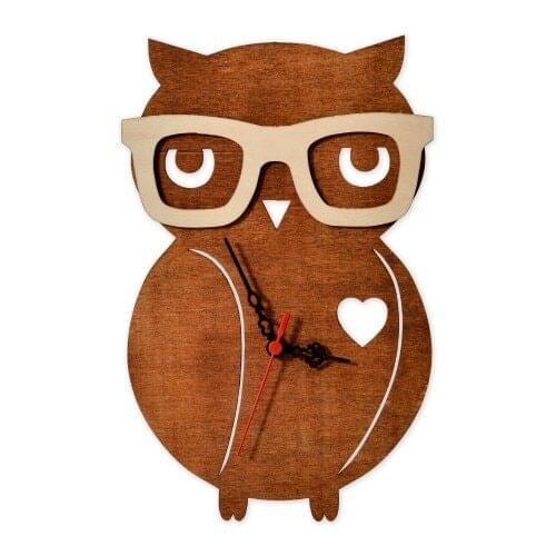 Original Design Wall Clock Gift for Wood Lovers Living Room Kitchen Decoration Owl Decoration Home Deco Cafe Decor