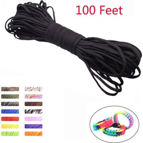 Camping Nylon Parachute Cord Rope Tie Down 100 Feet 31m Seven-core Polyester Umbrella Rope paracord Camping Accessories