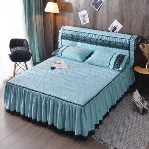 1 Pc Single Color Cotton Lace Bed Skirt Winter Fashion Home Textile Bedding Simple Nordic Style Home Bedspread Bed Sheet Set