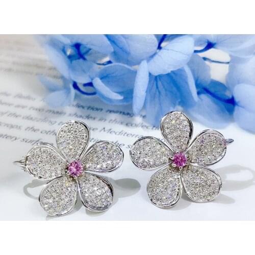 Popular Earrings Sweet Temperament Flower Earrings Women Creative Pink Flower Earrings Jewelry