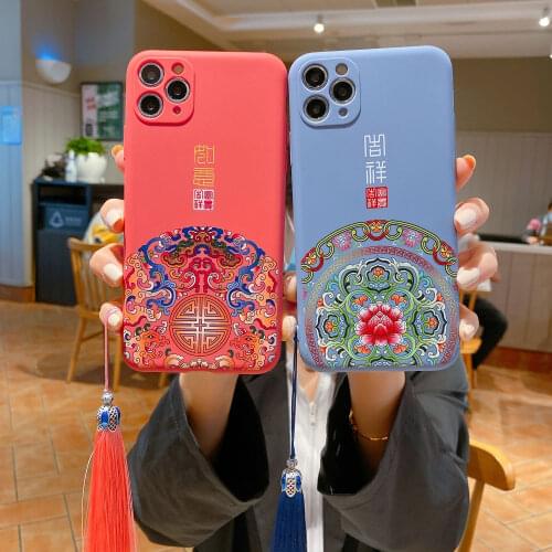 Chinese Auspicious Retro Palace Soft TPU Shockproof Phone Case for iPhone 6 7 8 Plus SE2020 X XR Xs Max 12 Mini 11Pro Cover
