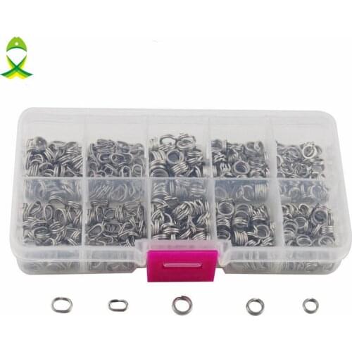 JSM 200pcs Stainless Steel Fishing Split Rings Mixed Size Round Oval Split Rings For Fishing Lure Fishing Connector Set With Box