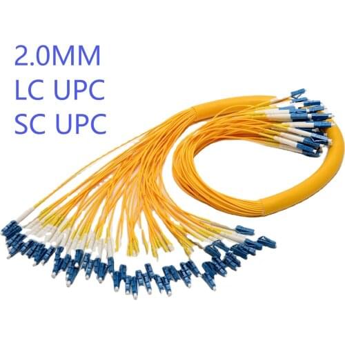SM Armored 48 Cores LC UPC-SC UPC 2.0mm Armored Bunch Pigtail Patch Cord Jumper Cable Single Mode Optic for Network Pigtail