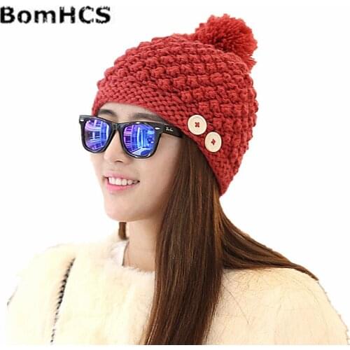 BomHCS Fashion Handmade Knitted Hat Winter Caps Beanie Hats for Women Girl Gift