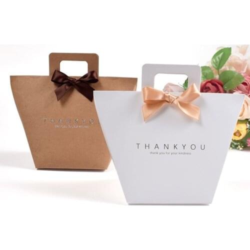 10pcs Portable Candy Gift Boxes Kraft Paper Gift Bags Wedding Birthday Christmas Party Favor Present Boxes Packing thank you