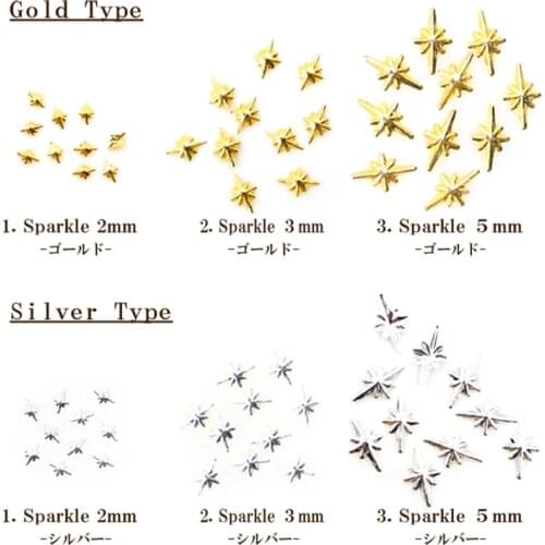 100pcs/bag New 3D Nail Art Deco Alloy Japanese Gold Silver Mini Stud Rivet Kawaii Fancy Star DIY Nail Tools