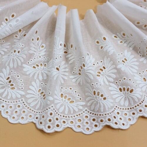 100% Swiss Cotton Voile Lace Cotton Embroidered Lace Chrysanthemum White Diy Sewing Garment Accessories 20cm