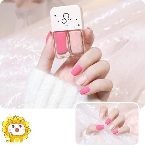 2 In 1 Two Bottles 6ML Set Nails Gel Polish Waterborne Shiny Quick Drying No Bake Nail Polish Combination DIY Nail Art Gel