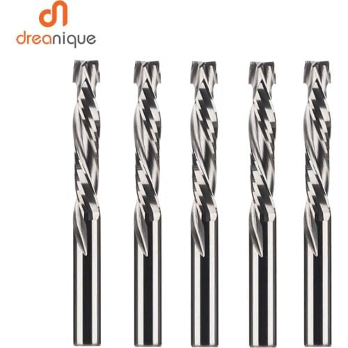 5pc/lot Milling Cutter Woodwork UP DOWN Cut 2 Flutes Spiral Carbide Milling Tool CNC Router Bit Compression Wood End Mill Cutter