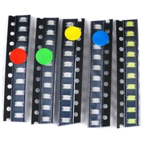 50PCS 1206 SMD LED SAMPLE BAG ( 1206 YELLOW GREEN BLUE WHITE RED 5X10PCS EACH ) Diode Assorted Kit