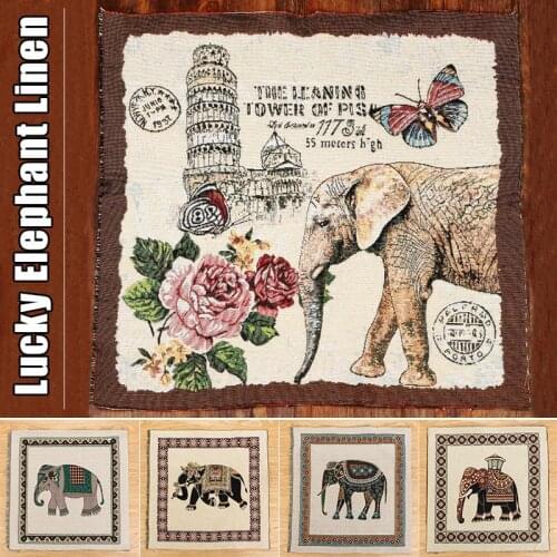 50x50cm Ethnic Style Vivid India Elephant Printed Cotton Flax Fabric Diy Sewing Sofa Cushion Cover Pillowcase Patchwork Fabric