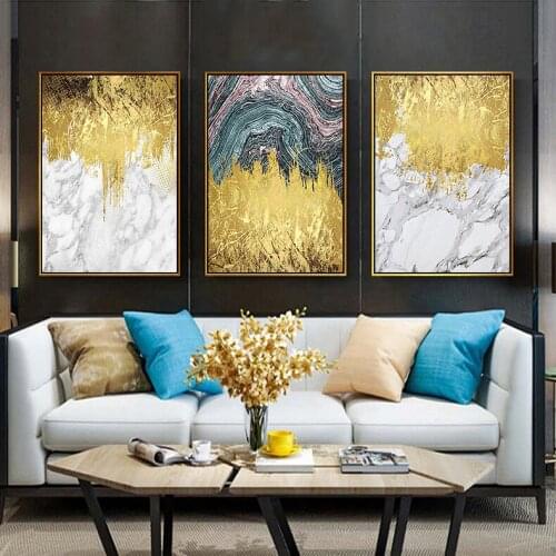 Canvas Painting Abstract Modern Style Gold Wall Art Canvas Poster and Paint Picture for Living Room Bedroom Unframed Home Decor