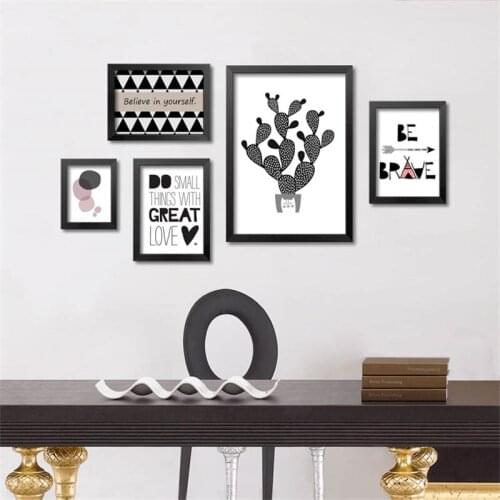 Abstract Symbol Geometry Black Pink Color Block Cartoon Cloud Tree Tent Canvas Painting Wall Picture Poster Room Home Decor