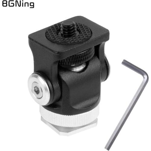 BGNING Aluminum alloy 180° Rotary Mini Ball Head Hot Flash Shoe Mount Adapter for DSLR Camera Microphone Video Monitor Tripod