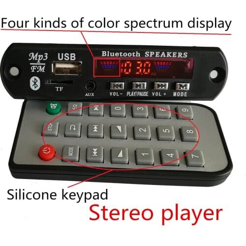 Car Kit 5.0 Bluetooth Player MP3 Decoder Spectrum Color Display Solution Wireless Hands Free Module