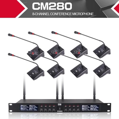 XTUGA CM280 UHF 8 Channels Gooseneck Conference Wireless Microphone System Mics Fixed frequency Super-low Background Noise