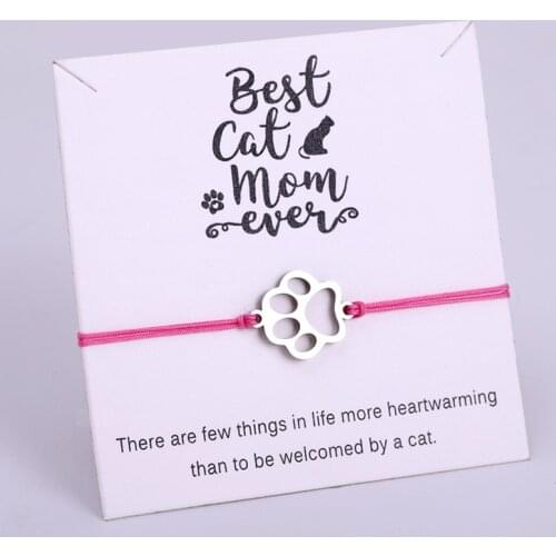 Cat Mom Paw Stainless Steel Charm Bracelets Best Friends Lover Women Unisex Girl Adjustable Jewelry Christmas Gift Drop Shipping