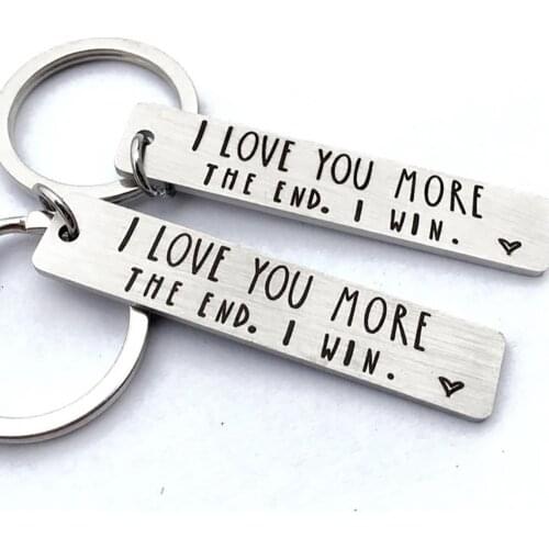 I LOVE YOU MORE THE END Letter Strip Keychain Key Ring Holder Lovers Gift Decor