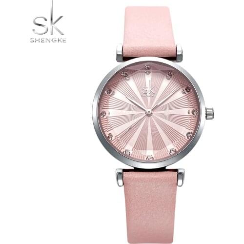 Shengke Luxury Diamond Cutting Watch Women Womens Watches Top Brand Fashion SK Watch Ladies Watch Leather Clock Reloj Mujer