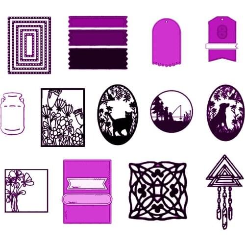 Flower Frame Banners Mixed Pattern Metal Cutting Dies Stencil Scrapbook Album Embossing For Gift Card Making Handcrafts 2019