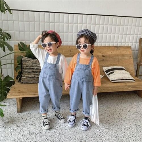 Unisex BabyJumpsuit Korean Autumn Casual Denim Overalls for Girls Toddler Boys Jeans Fashion Baby Child Overalls New Arrival