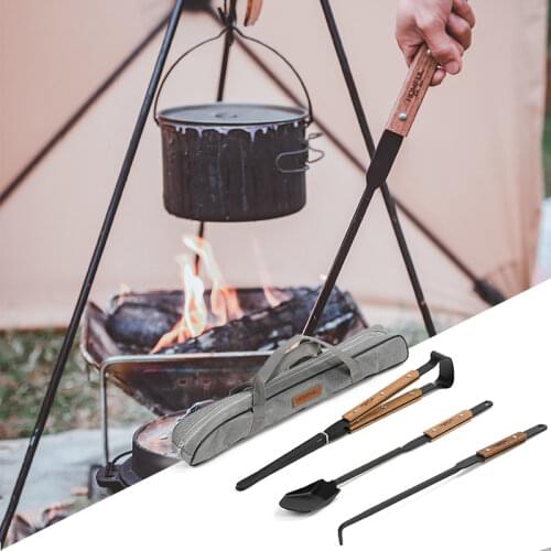 Outdoor Barbecue Charcoal Tongs Fire Shovel Fire Hook Set Grill Accessories Food Clip Hiking Camping Cooking BBQ Household Tool