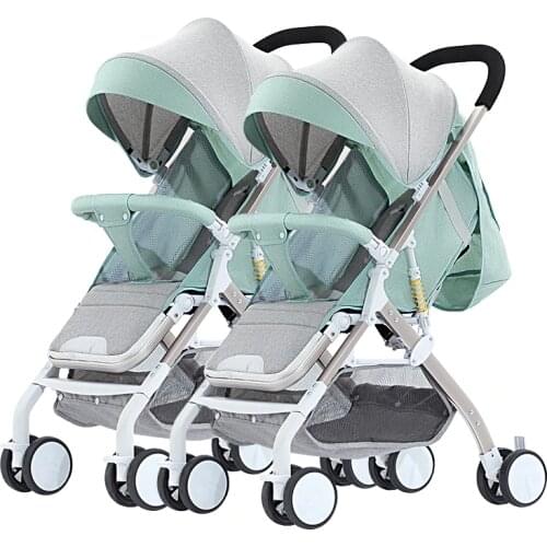 Twin baby strollers can sit and detachable ultra-light portable shock absorption folding newborn children baby stroller rubber w