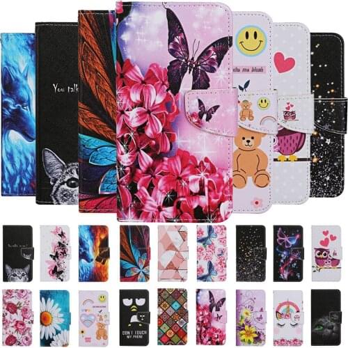 FLYKYLIN Flip Leather Case For Huawei Y7P Y6P Y5P 2020 Y9 Prime Y7 Y6 Y5 2019 Y5 2018 Bags Colored Painted Wolf Phone Case Cover
