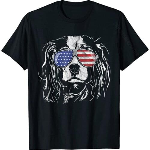 Funny Proud Cavalier King Charles Spaniel Patriotic Dog Tee Custom Top T-Shirts Faddish Cotton Mens Tees Camisa