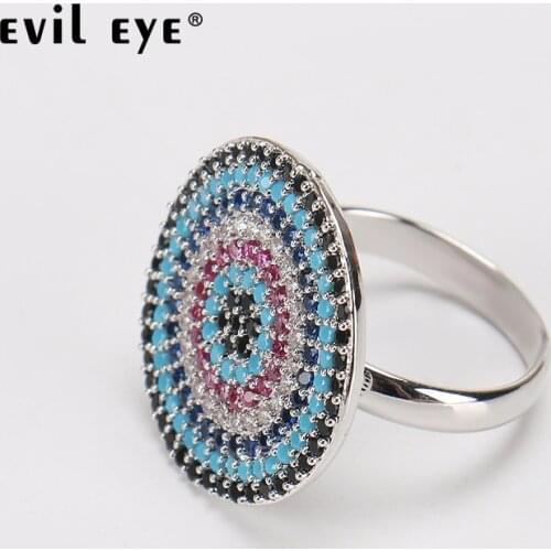 EVIL EYE High Quality new fashion With round blue black evil eye ringsAs a gift for ladies Charm adjustable size ring