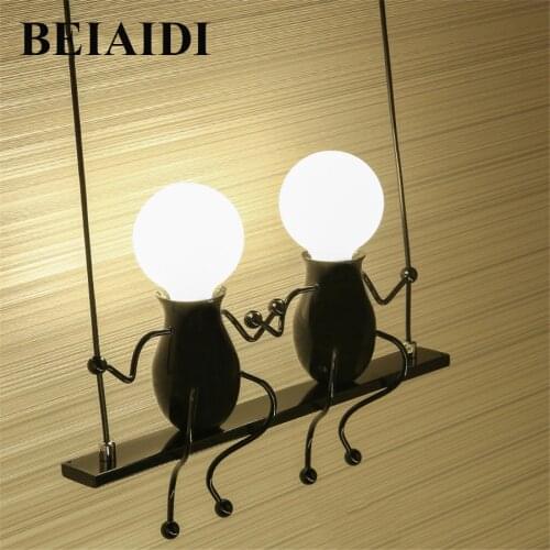 BEIAIDI E27 Indoor LED Wall Lamp Cartoon Doll Swing Wall Light Baby Kids Bedroom Decor Lamp Balcony Corrior Aisle Stair Sconces