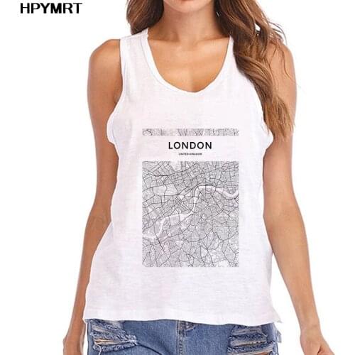 London map Printed New Summer Tank Tops Women Fashion Fun Graphics Lady Streetwear Sexy Vest Female Sleeveless Tee Top Clothes