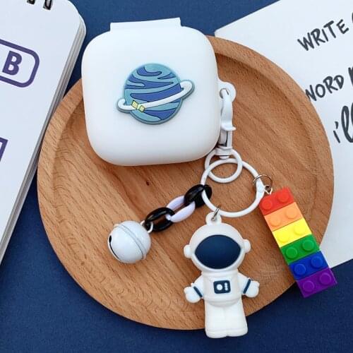 Cute Astronaut Keychain Cases for OPPO ENCO W51 Case silicone Cartoon Planet Earphone Cover For OPPO Enco W51 TWS hearphone case