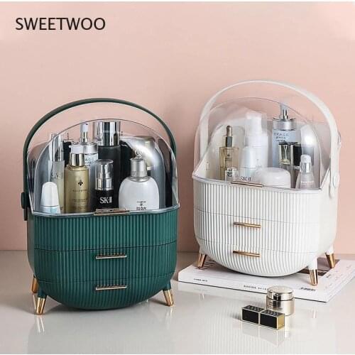 Fashion Cosmetic Box Transparent Makeup Jewelry Drawer Home Storage Boxs Multifunctional Travel Cosmetic Organizer