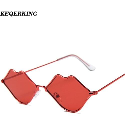 Fashion Small Frame Sunglasses Women Retro Lips Mirror Metal Sun Glasses Female Vintage Brand Designer Lunette De Soleil Femme
