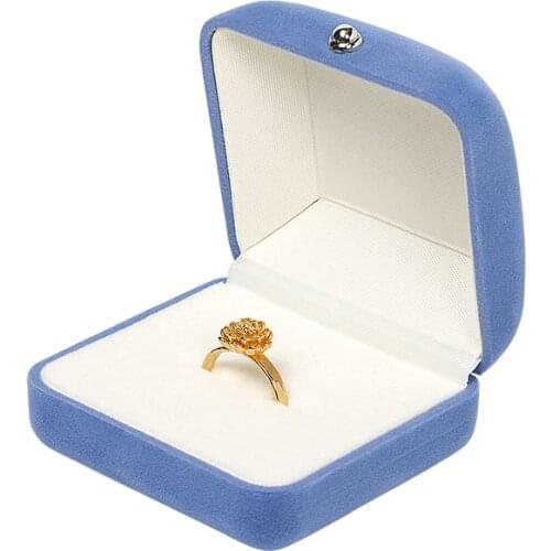 New Fashionable Blue Velvet Jewelry Ring Packing Gift Box Bracelet Pendant Long Chain Display Cases Built-in Fluff Card Slot