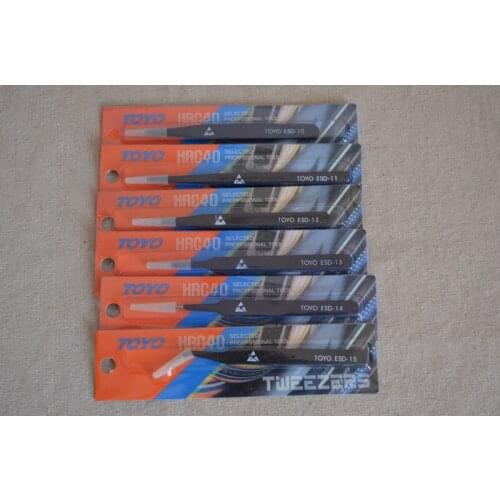 New 6sizes/set tweezer ESD-10/11/12/13/14/15 Antistatic tweezers For BAG SMT Repair