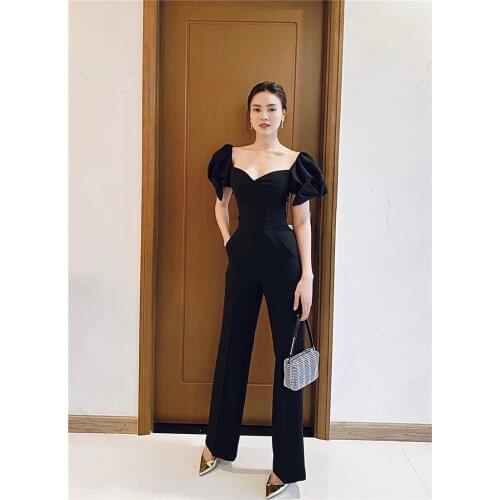 New Arrival Black Jumpsuit New Fashion Short Sleeve Jumpsuits Celebrity Party Night Jumpsuit Mono
