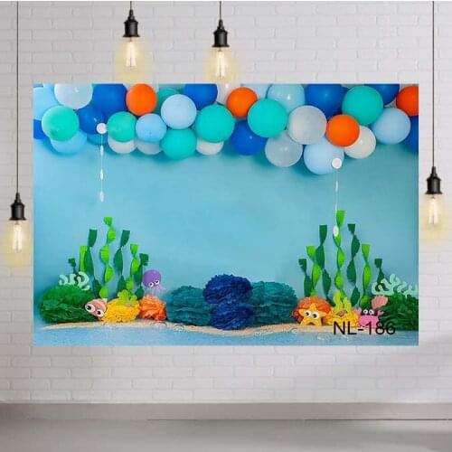 Underwater World Shark Photo Baby Birthday Backdrop Photocall Photography Party Decor Background Photographic Studio Shoot