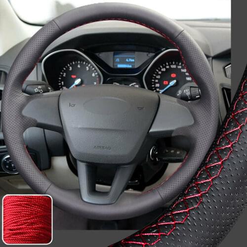 Full Wrap Steering Wheel Cover for Ford Focus 15-19 C-MAX Escape(rubber wheel) Super Soft Non-slip Durable Car Interior