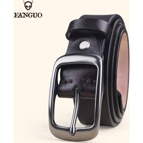 Handmade High Quality Genuine Leather Belt Mens Fashion Jeans Strong Belt Womens Belt Pin Buckle Belts Flexible Strong