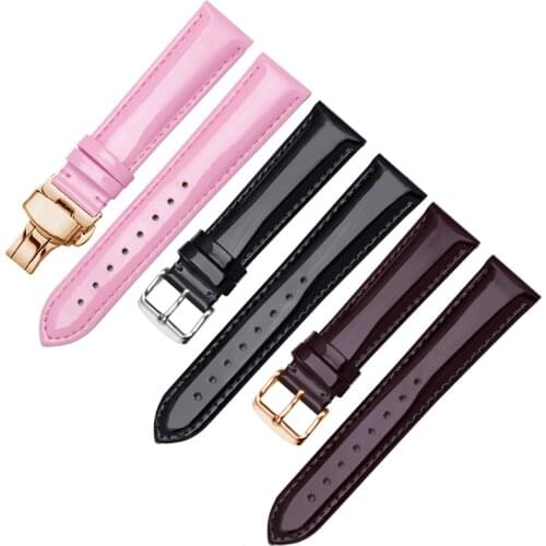Yopo High Qualiy Genuine leather strap 12 14 16 18 20mm Color gloss watchband Suitable for womans fashion watch accessories