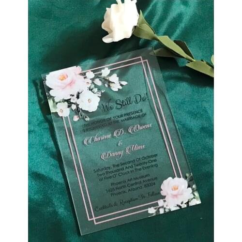 Rose Gold 10pcs Acrylic Wedding Invitations,Pink Peony Acrylic İnvitations,Custom Sweet 16th Birthday Invitations,Quinceanera