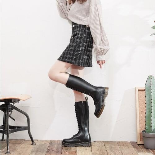 Martens Woman Boots Genuine Leather Thigh High Boots Over The Knee Women Leather Thigh High Sexy Woman Boots