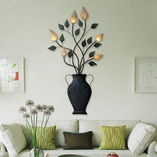 North European Iron Wall 3D Decoration Of Xuanguan Living Room Dining Creative Luminous Wall Decoration