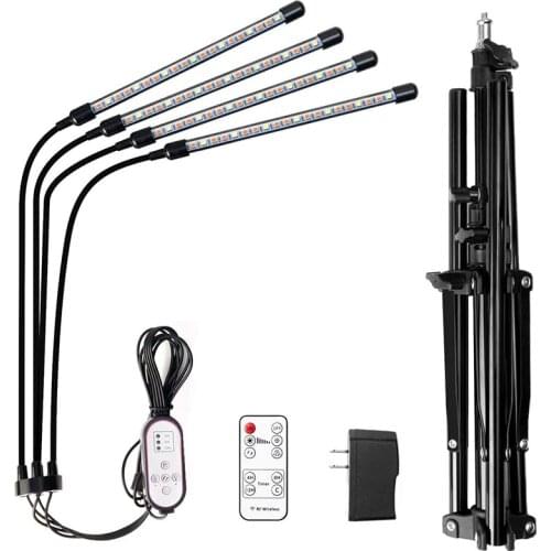LED Grow Lights for Indoor Plants Full Spectrum, 4 Head House Plant Grow Light with Stand Adjustable -US Plug