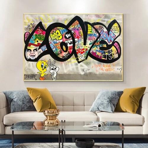 Street Pop Graffiti Art Love Canvas Paintings Oil Painting Modern Wall Art Posters and Prints Home Decor Picture For Livingroom