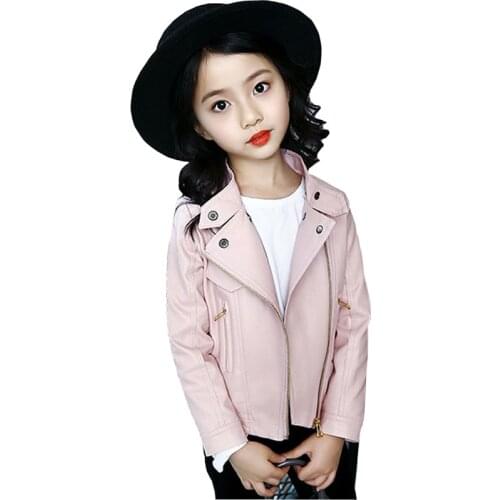Spring Autumn Faux Leather Girls Jacket Teenages Girls Clothes Children Motorcycle PU Jacket Girls Outerwear Coats RT062